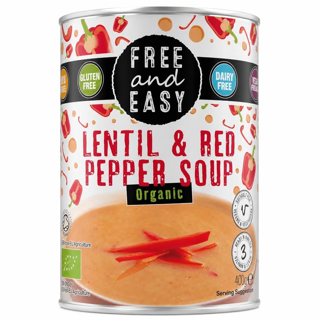 Organic Lentil & Red Pepper Soup 400g (Free & Easy) | Multi
