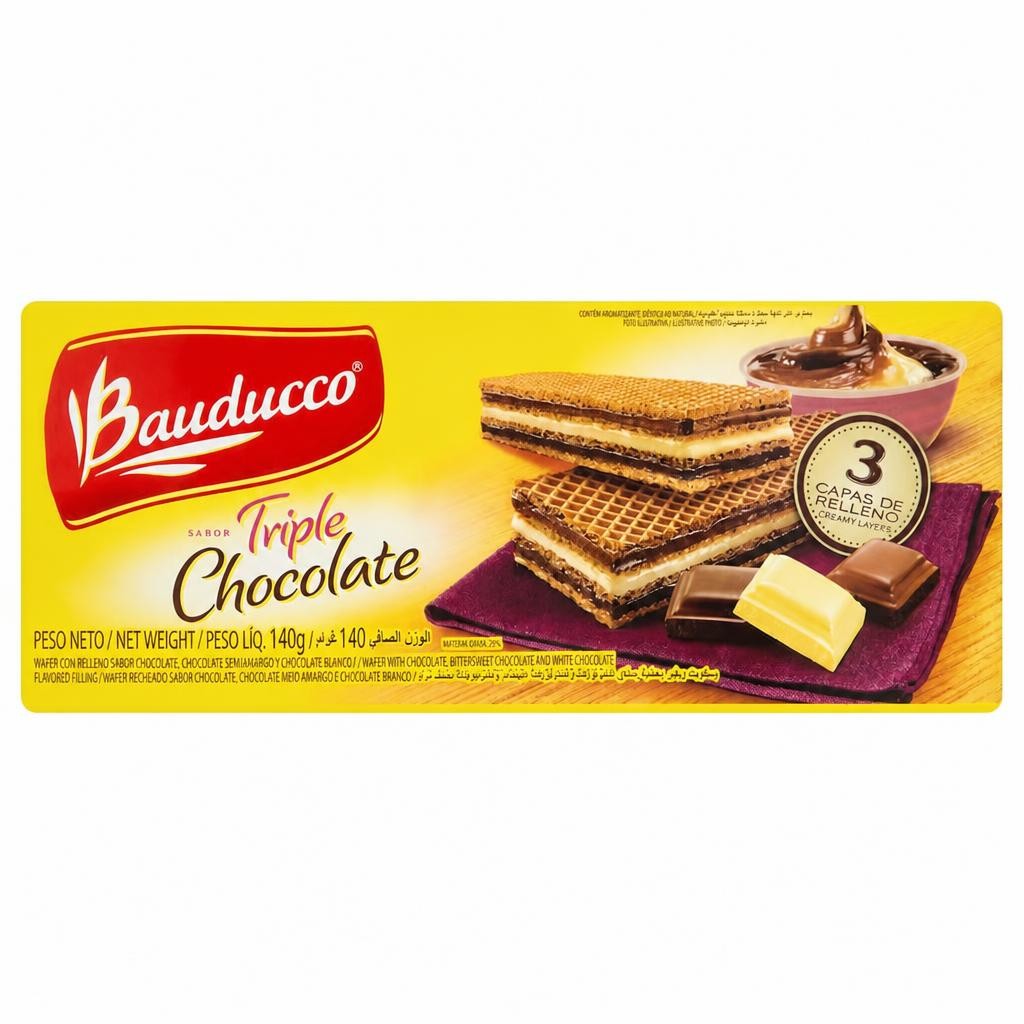 Bauducco Wafers With Triple Chocolate Filling 140G