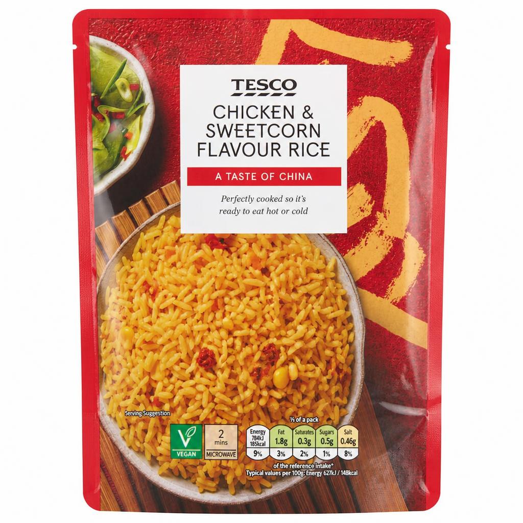 Tesco Chicken & Sweetcorn Flavour Microwave Rice 250G