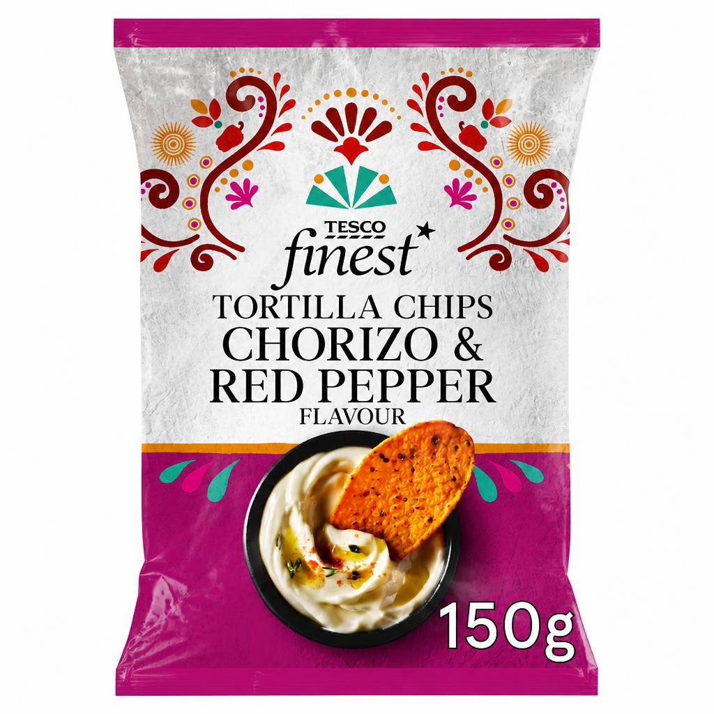 Tesco Finest Chorizo & Red Pepper Flavour Tortilla Chips 150g