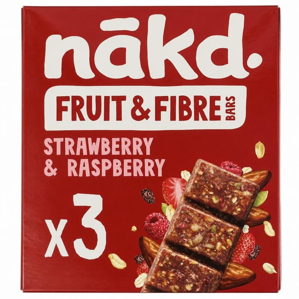 Nakd Fruit & Fibre Strawberry & Raspberry Bars 3 x 44g