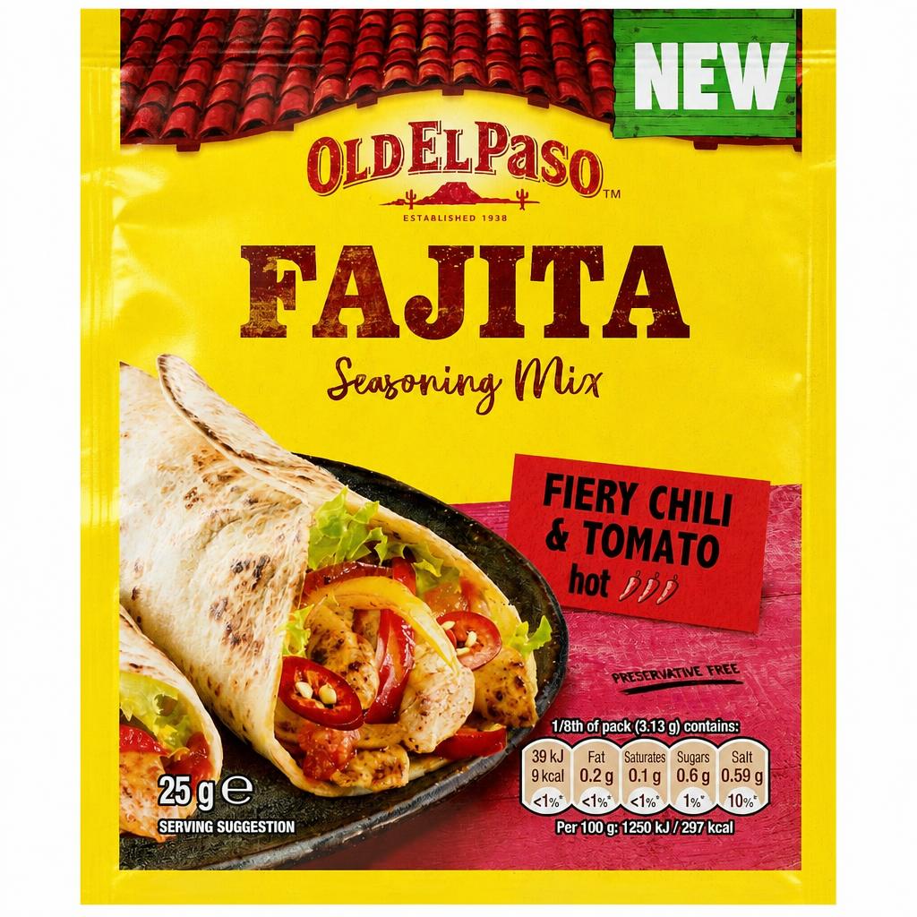 Old El Paso Fajita Fiery Chili & Tomato Hot Seasoning Mix 25G