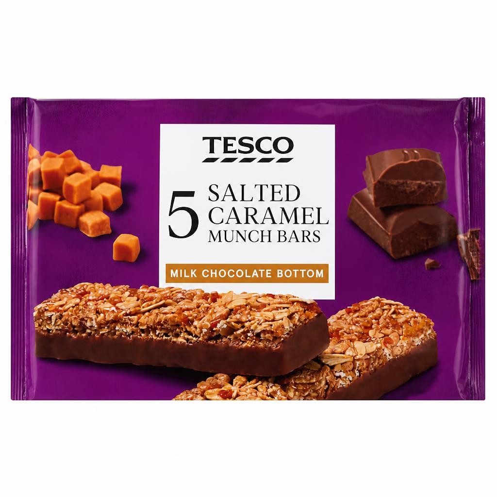 Tesco 5 Salted Caramel Munch Bars 160G