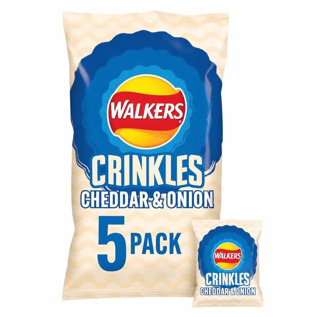 Walkers Crinkles Cheddar Cheese & Onion Crisps 5 X 23G