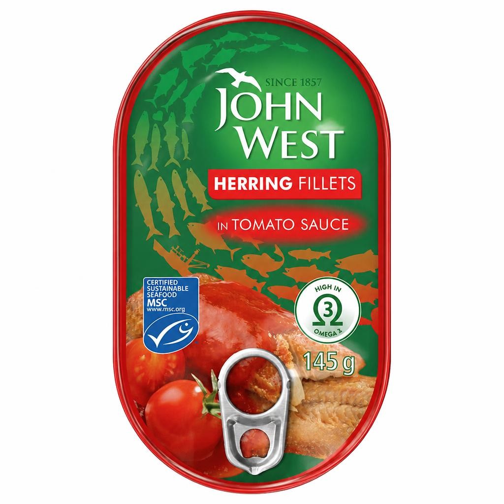 John West Herring Fillets Tomato Sauce 145G