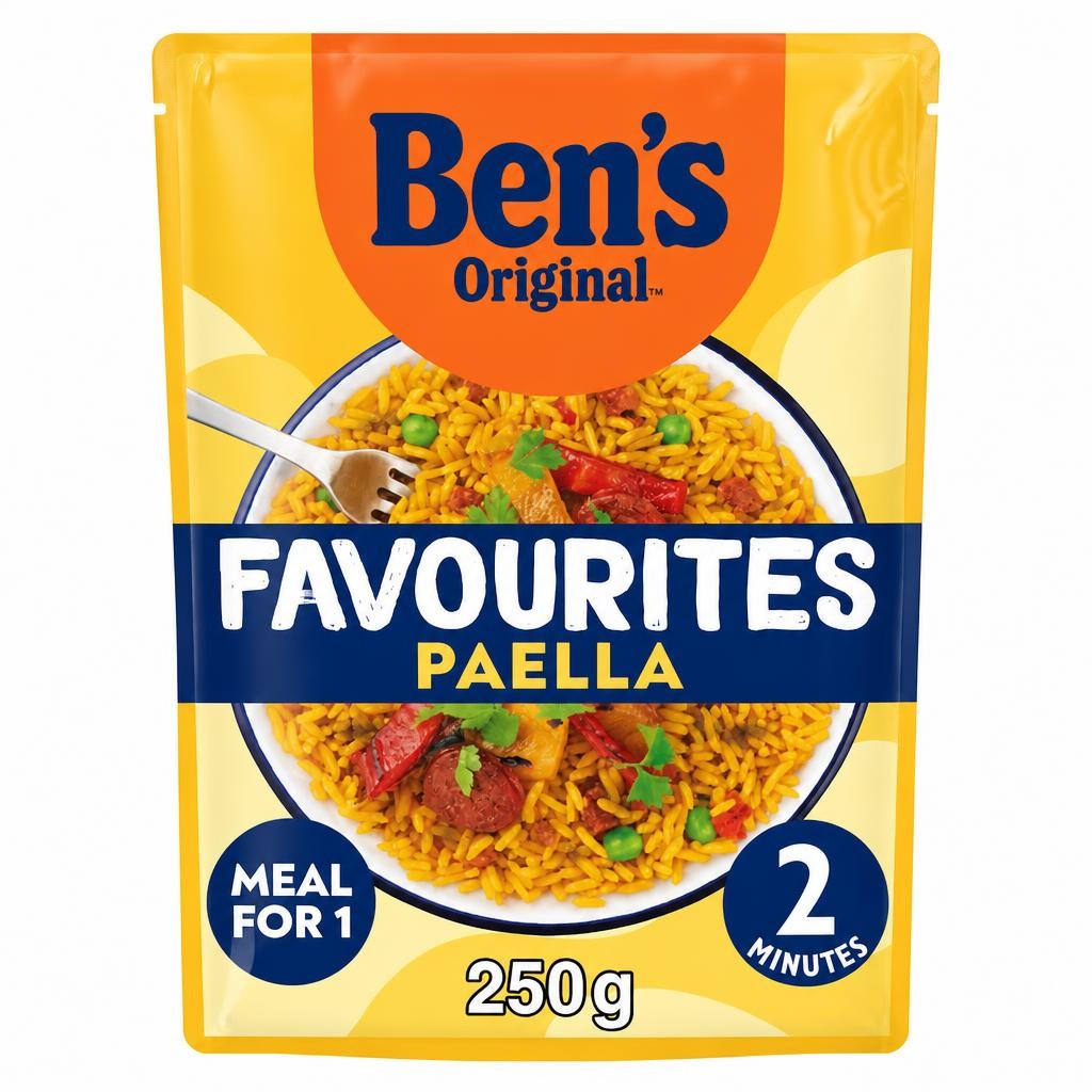 Bens Original Favourites Paella Chorizo and Vegetable Microwave Rice Instant Meal 250g