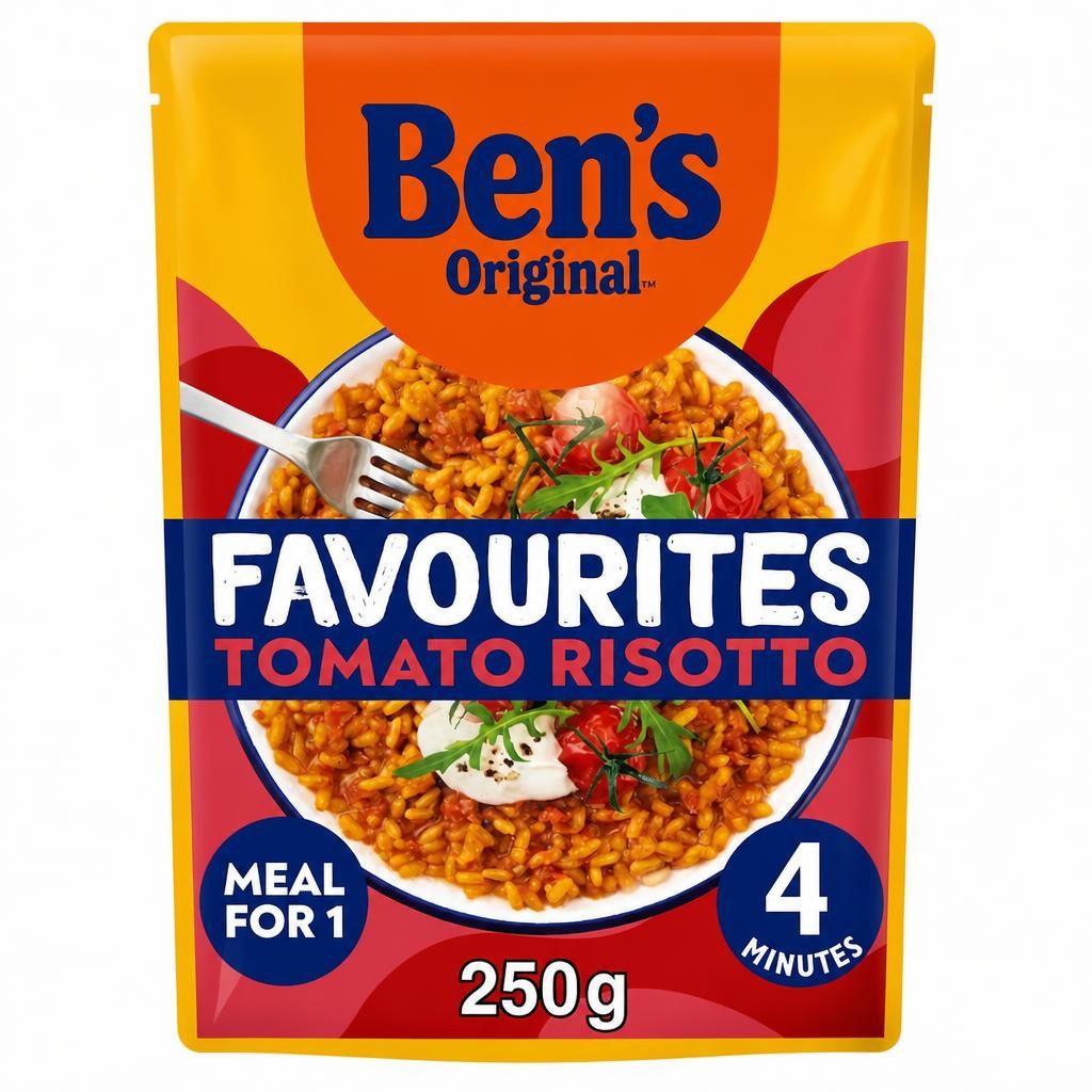 Bens Original Favourites Risotto Tomato and Italian Style Herbs Microwave Rice Instant Meal 250g