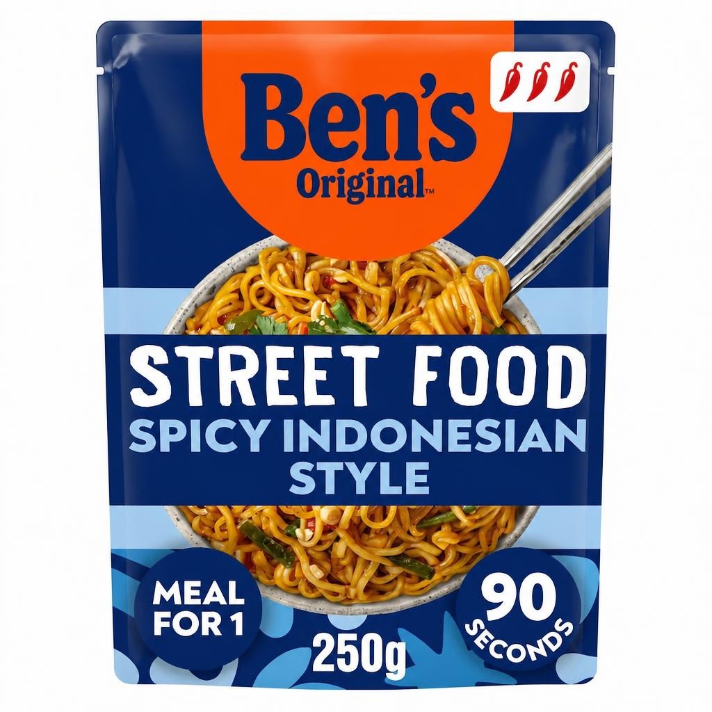 Bens Original Street Food Indonesian Spicy Microwave Instant Noodles Ready Meal 250g
