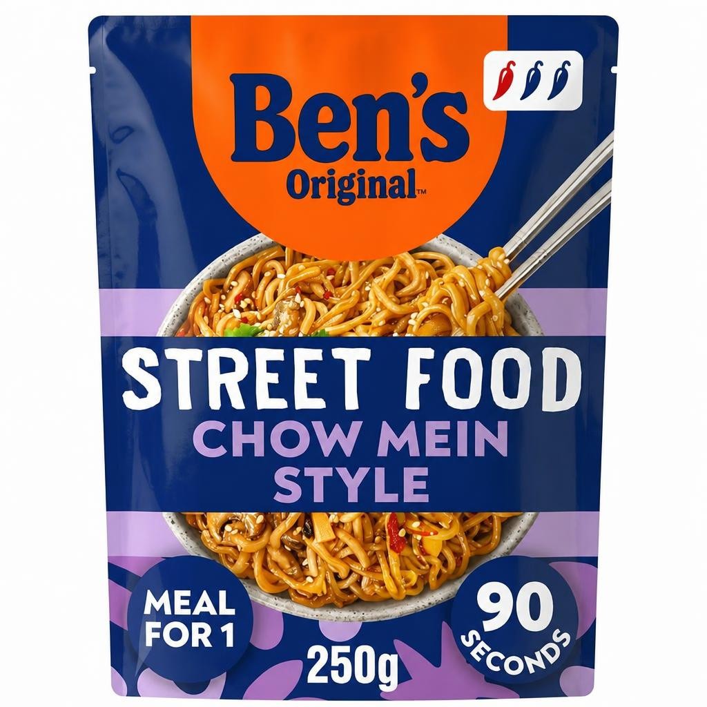 Bens Original Street Food Chow Mein Microwave Instant Noodles Ready Meal 250g