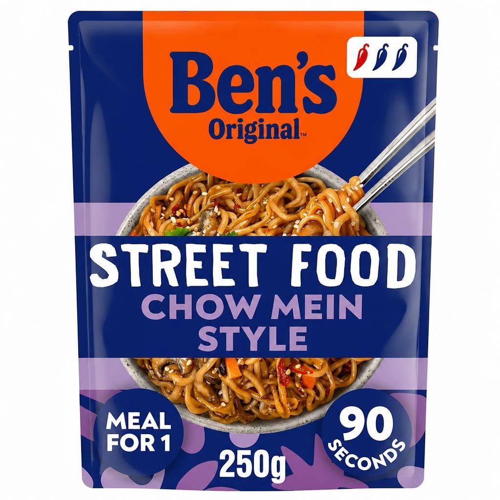 Bens Original Street Food Chow Mein Microwave Instant Noodles Ready Meal 250g