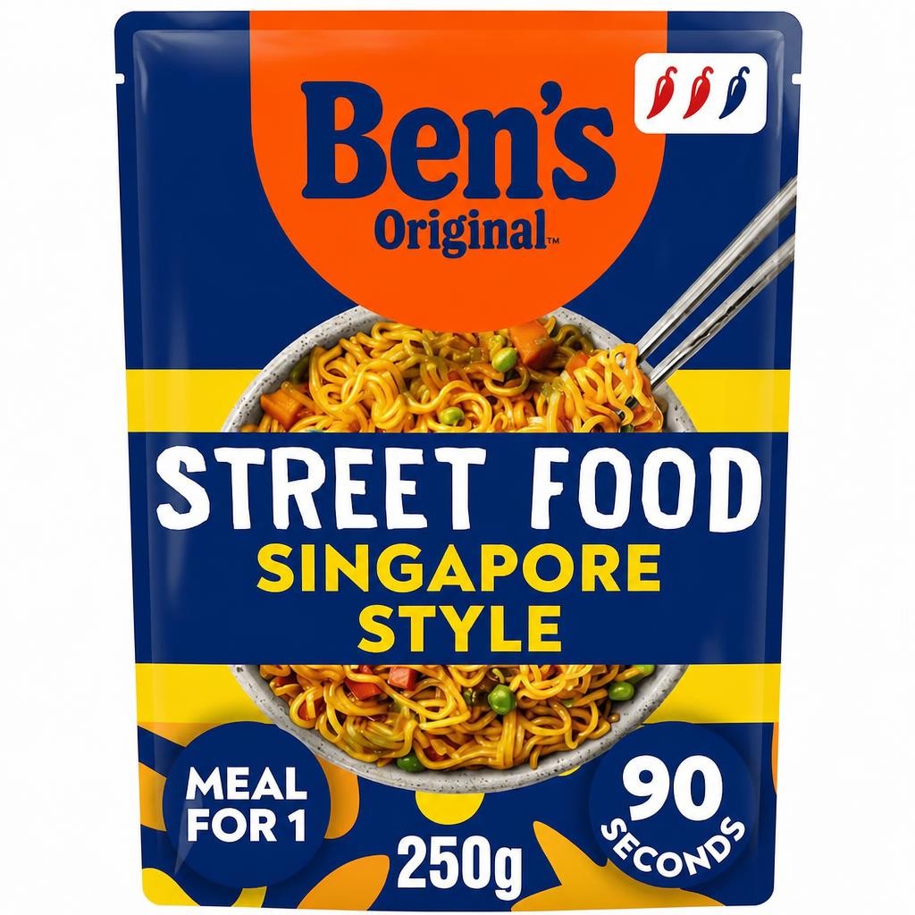 Bens Original Street Food Singapore Microwave Instant Noodles Ready Meal 250g