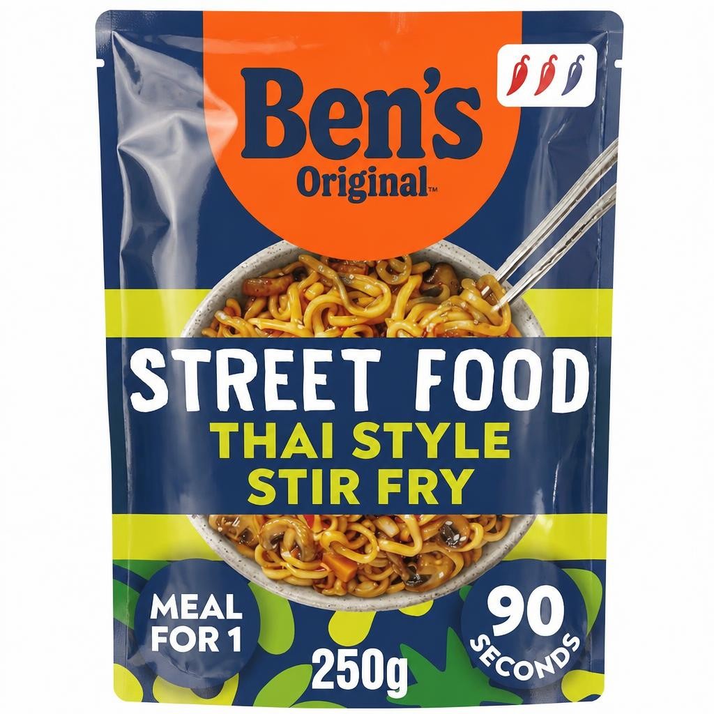 Bens Original Street Food Thai Stir Fry Microwave Instant Noodles Ready Meal 250g