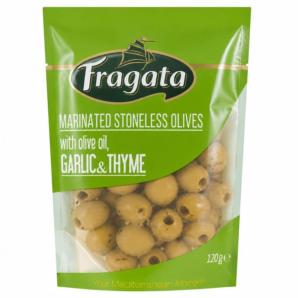 Fragata Marinated Stoneless Olives with Olive Oil, Garlic & Thyme 120g