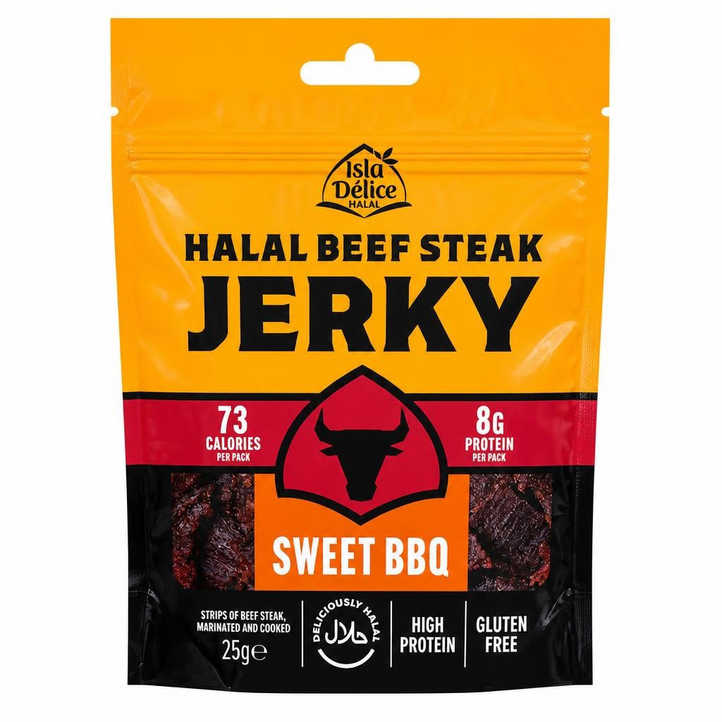 Isla Delice Halal Beef Steak Jerky Sweet BBQ 25g