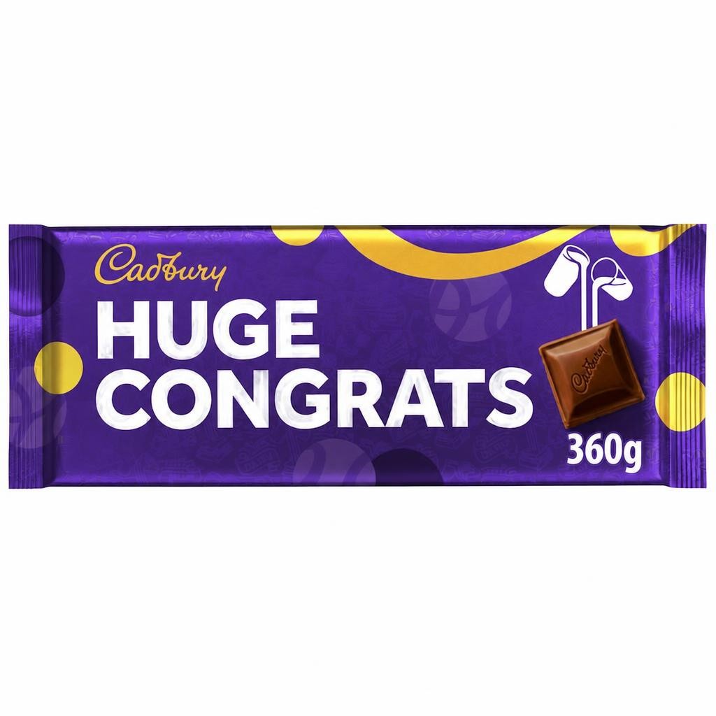 CADBURY DAIRY MILK HUGE CONGRATS CHOCOLATE BAR 360G