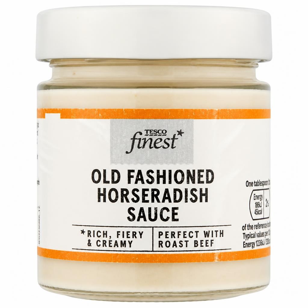 TESCO FINEST OLD FASHIONED HORSERADISH SAUCE 180g