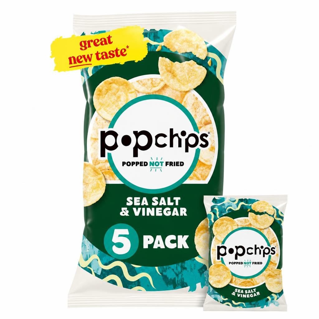 Popchips Sea Salt & Vinegar Multipack Crisps 5x17g