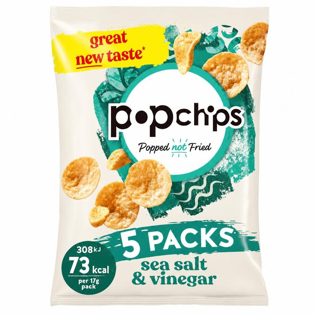 Popchips Sea Salt & Vinegar Multipack Crisps 5x17g