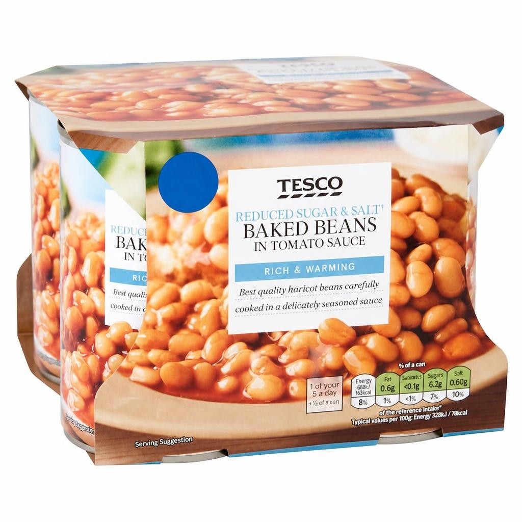 Tesco Reduced Sugar & Salt Baked Beans in Tomato Sauce 4x420g