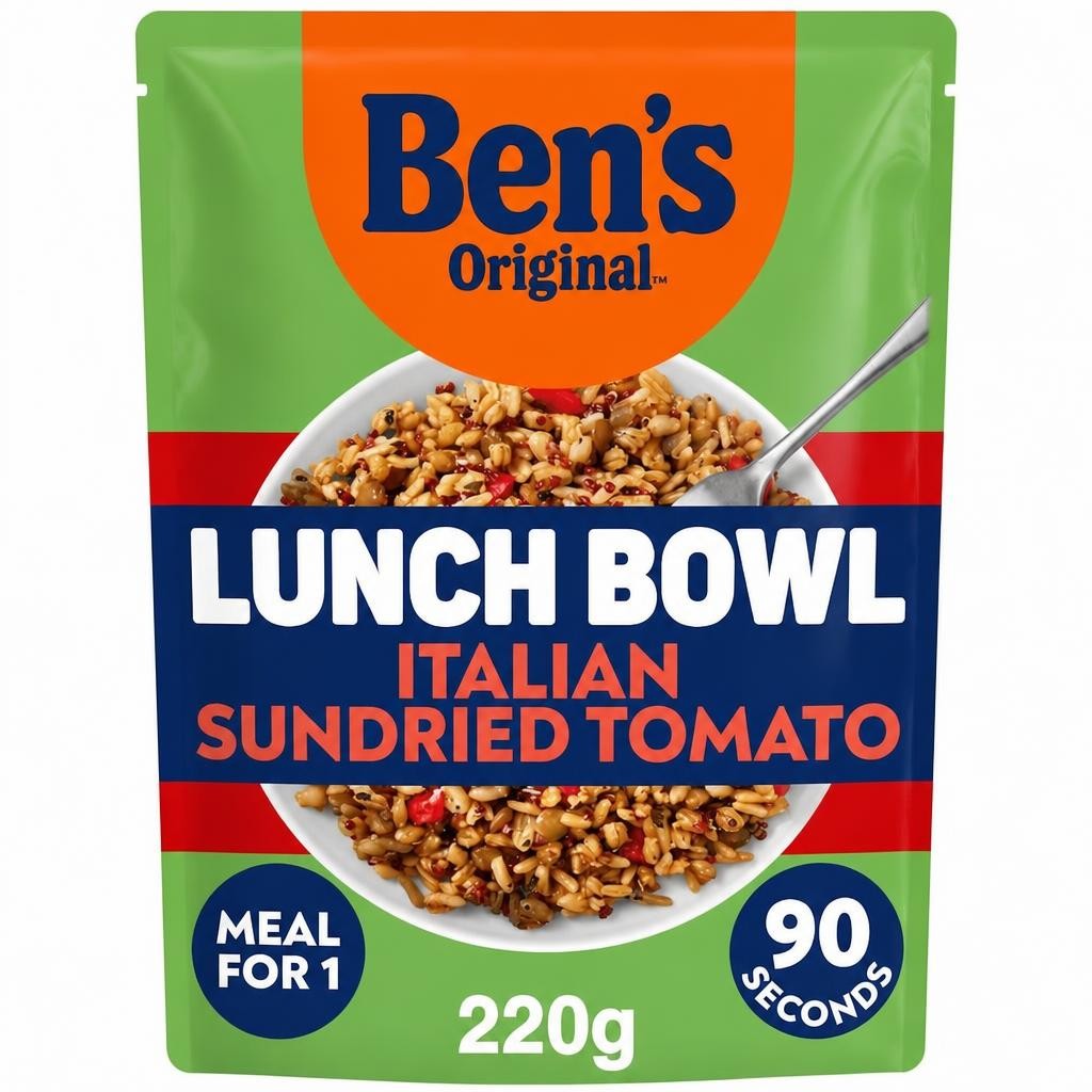 Bens Original Lunch Bowl Sundried Tomato Italian Style Microwave Rice and Grains Instant Meal 220g
