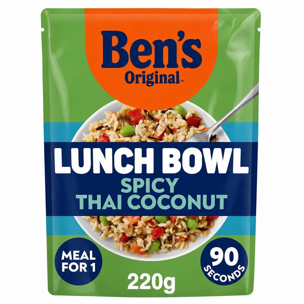 Bens Original Lunch Bowl Spicy Thai Coconut Microwave Grains and Rice Instant Meal 220g