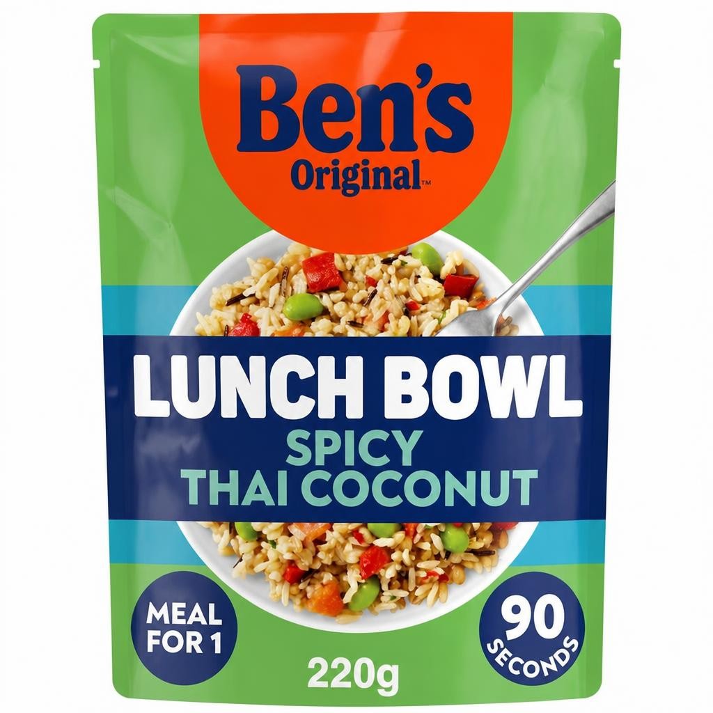 Bens Original Lunch Bowl Spicy Thai Coconut Microwave Grains and Rice Instant Meal 220g