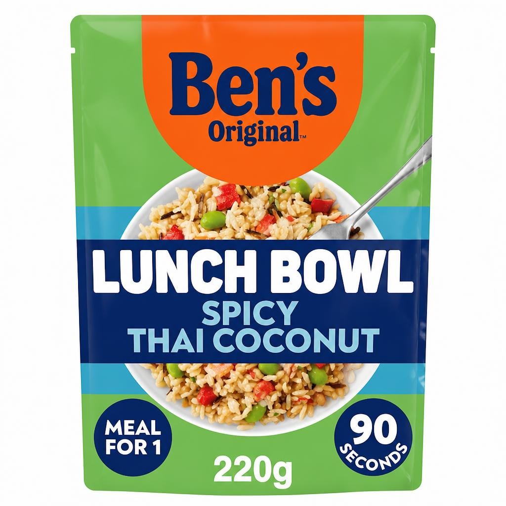 Bens Original Lunch Bowl Spicy Thai Coconut Microwave Grains and Rice Instant Meal 220g