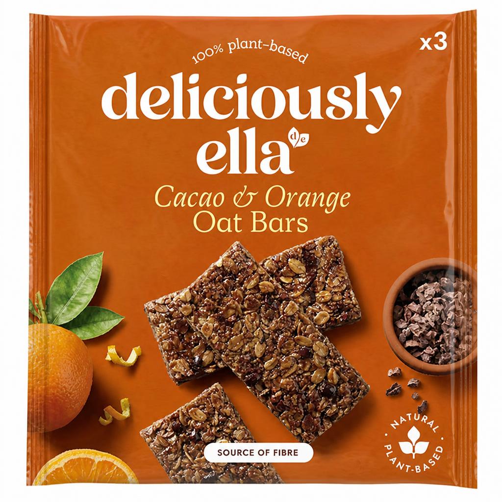 Deliciously Ella Cacao & Orange Baked Oat Bars 3 Pack 50g