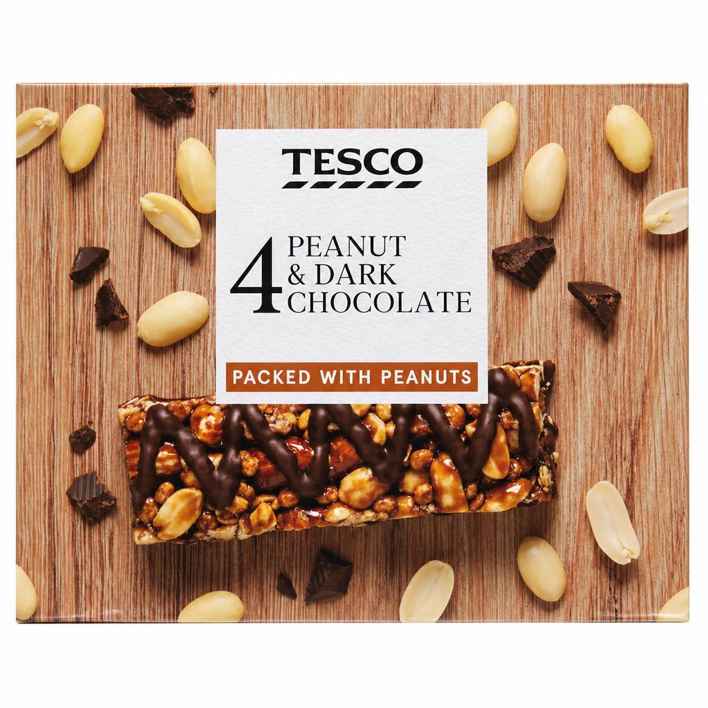 Tesco 4 Peanut & Dark Chocolate Cereal Bars 140G