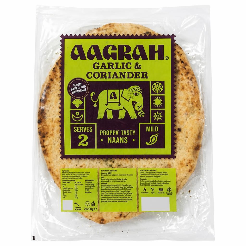 Aagrah Garlic & Coriander Naan (2 x 200g)