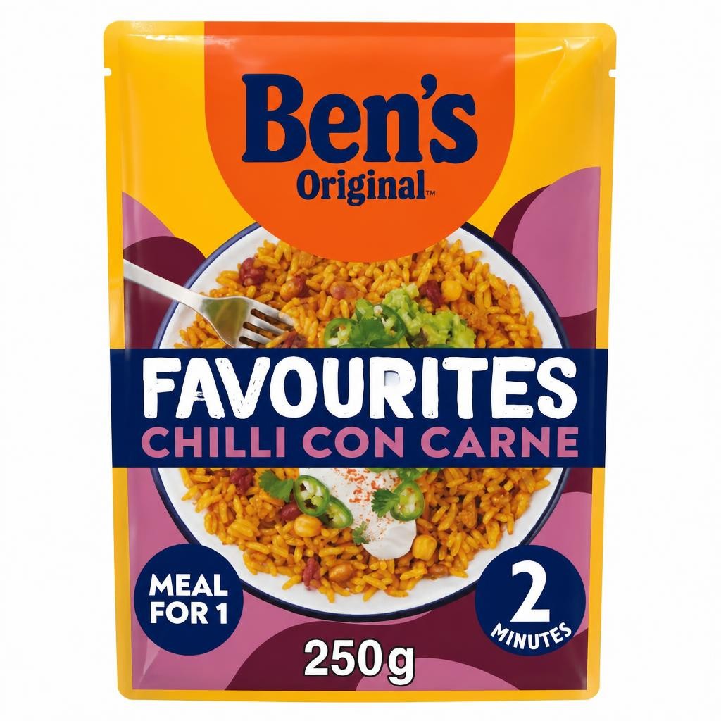 Bens Original Favourites Chilli con Carne Minced Beef and Vegetable Microwave Instant Meal 250g