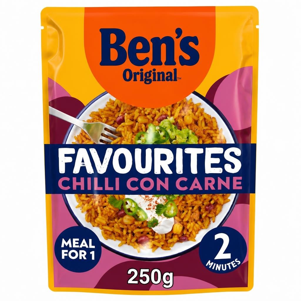 Bens Original Favourites Chilli con Carne Minced Beef and Vegetable Microwave Instant Meal 250g