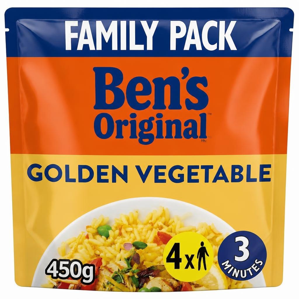 Bens Original Golden Vegetable Microwave Rice Family Pack 450g