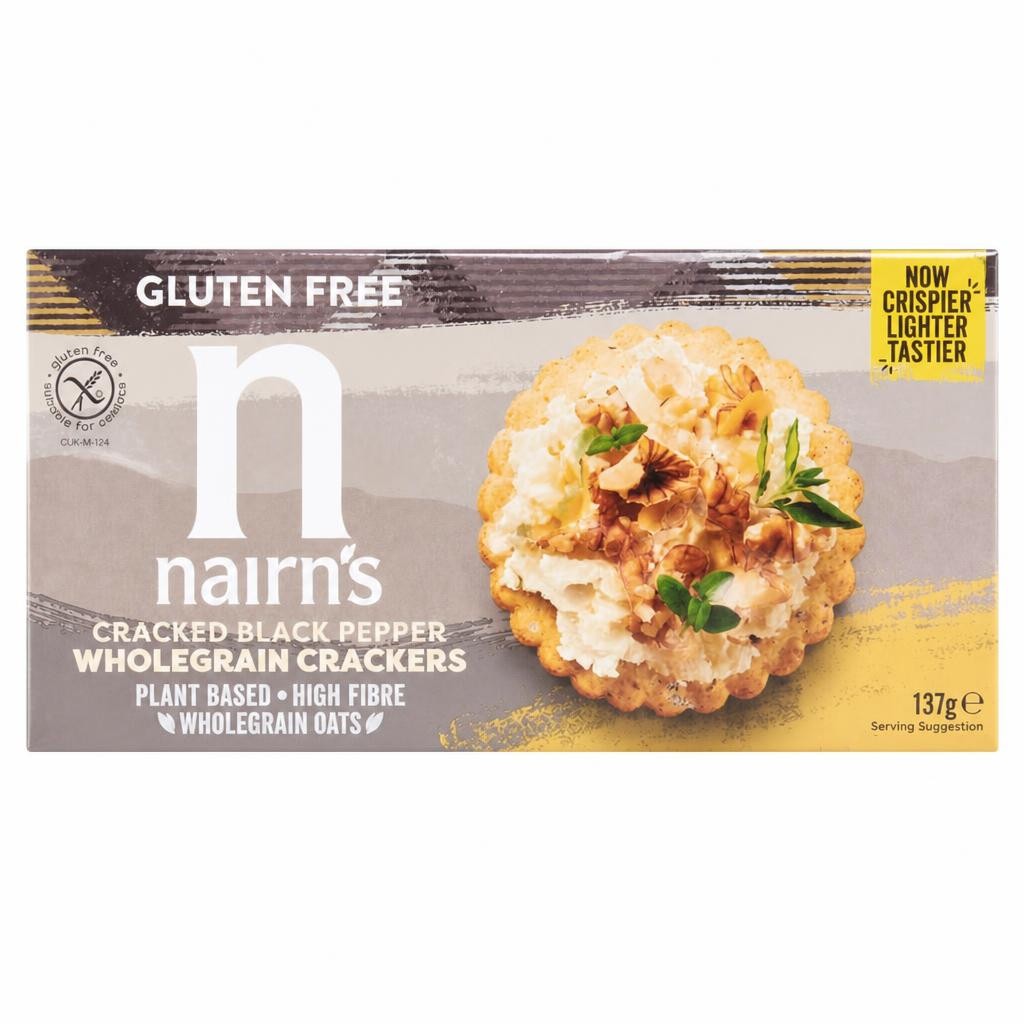 Nairn's Gluten Free Cracked Black Pepper Wholegrain Crackers 137g
