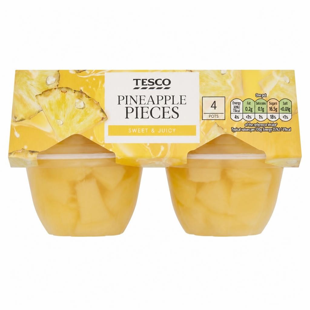 Tesco Pineapple Pieces 4x120g