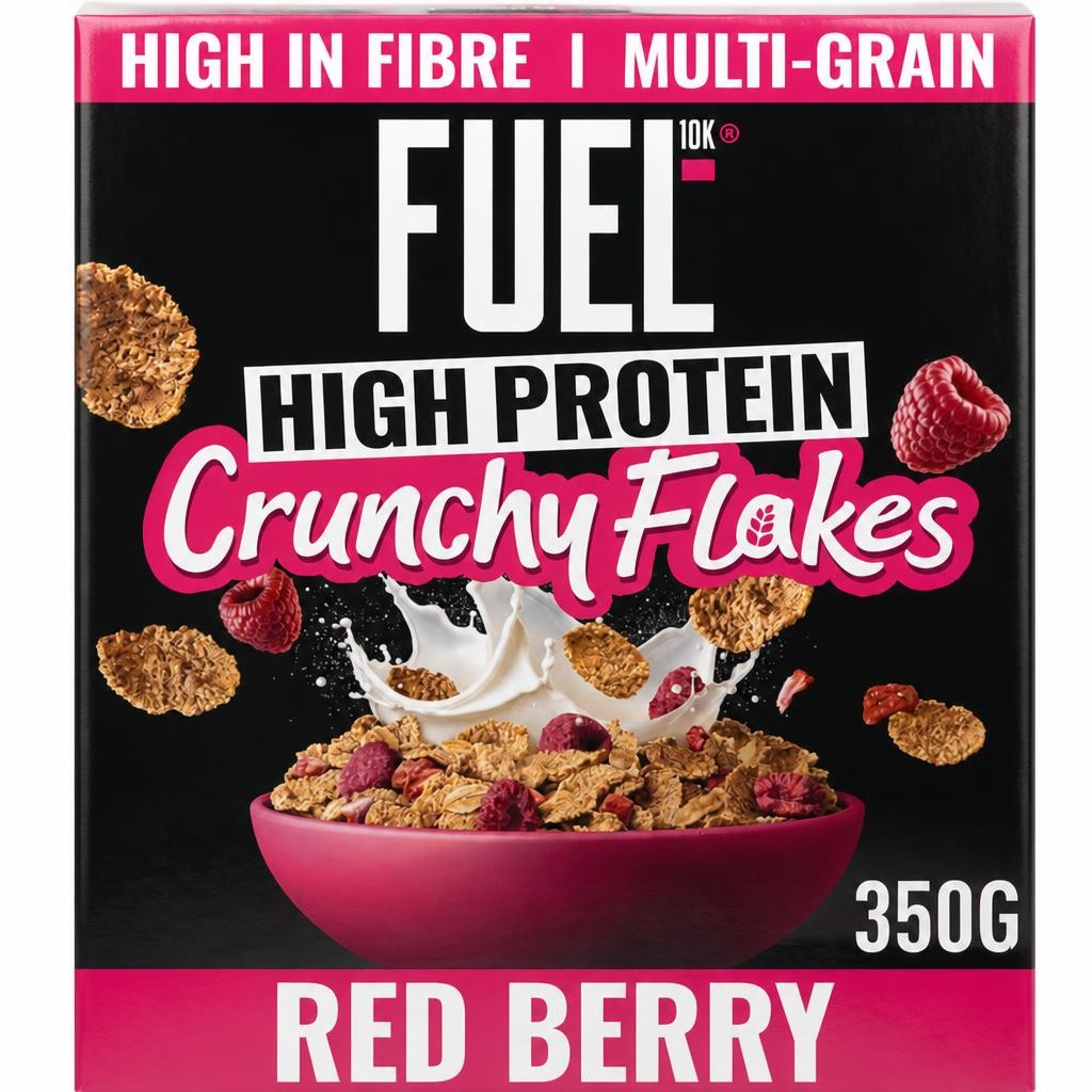 FUEL10K Red Berry Multigrain Flakes High Protein Breakfast Cereal 350g