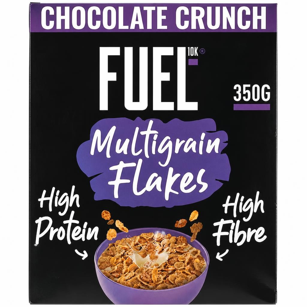 FUEL10K Chocolate Multigrain Flakes High Protein Breakfast Cereal 350g
