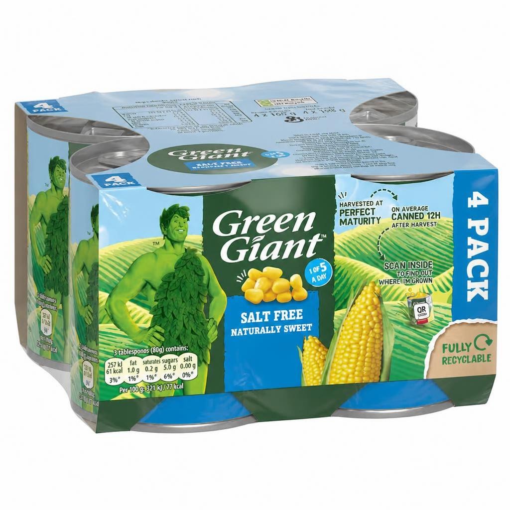 Green Giant No Added Salt Sweet Corn 4X198g