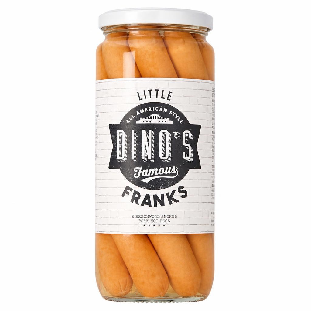 Dino's Little Franks 8 Smoked Pork Hot Dogs 550G