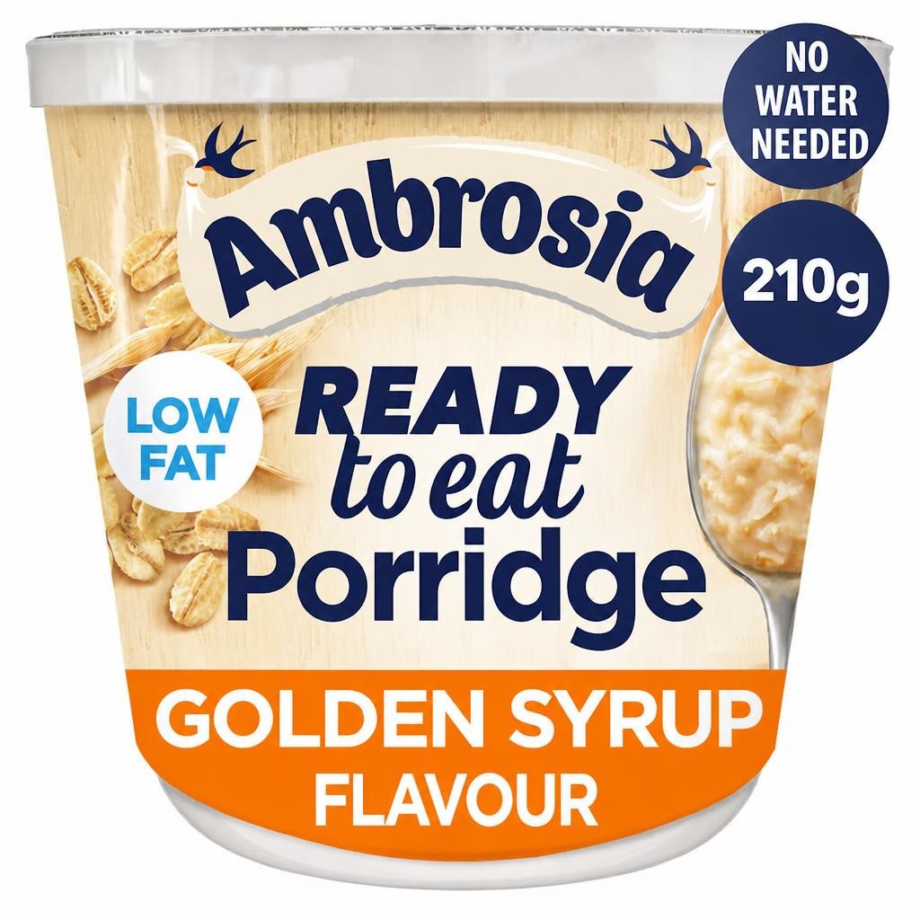 Ambrosia Ready to Eat Porridge Oat Cereal Pot Golden Syrup 210g