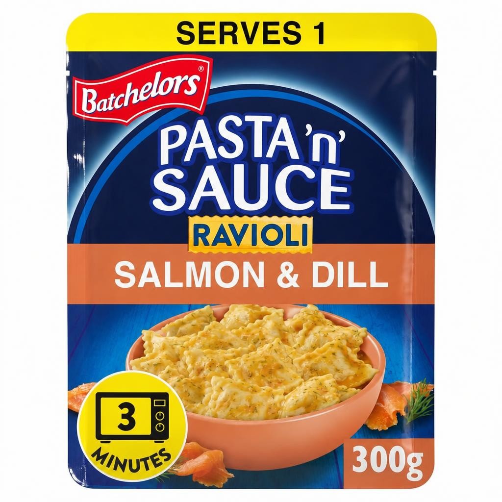 Batchelors Pasta 'n' Sauce Ravioli  Microwave Ready Meal Salmon and Dill 300g