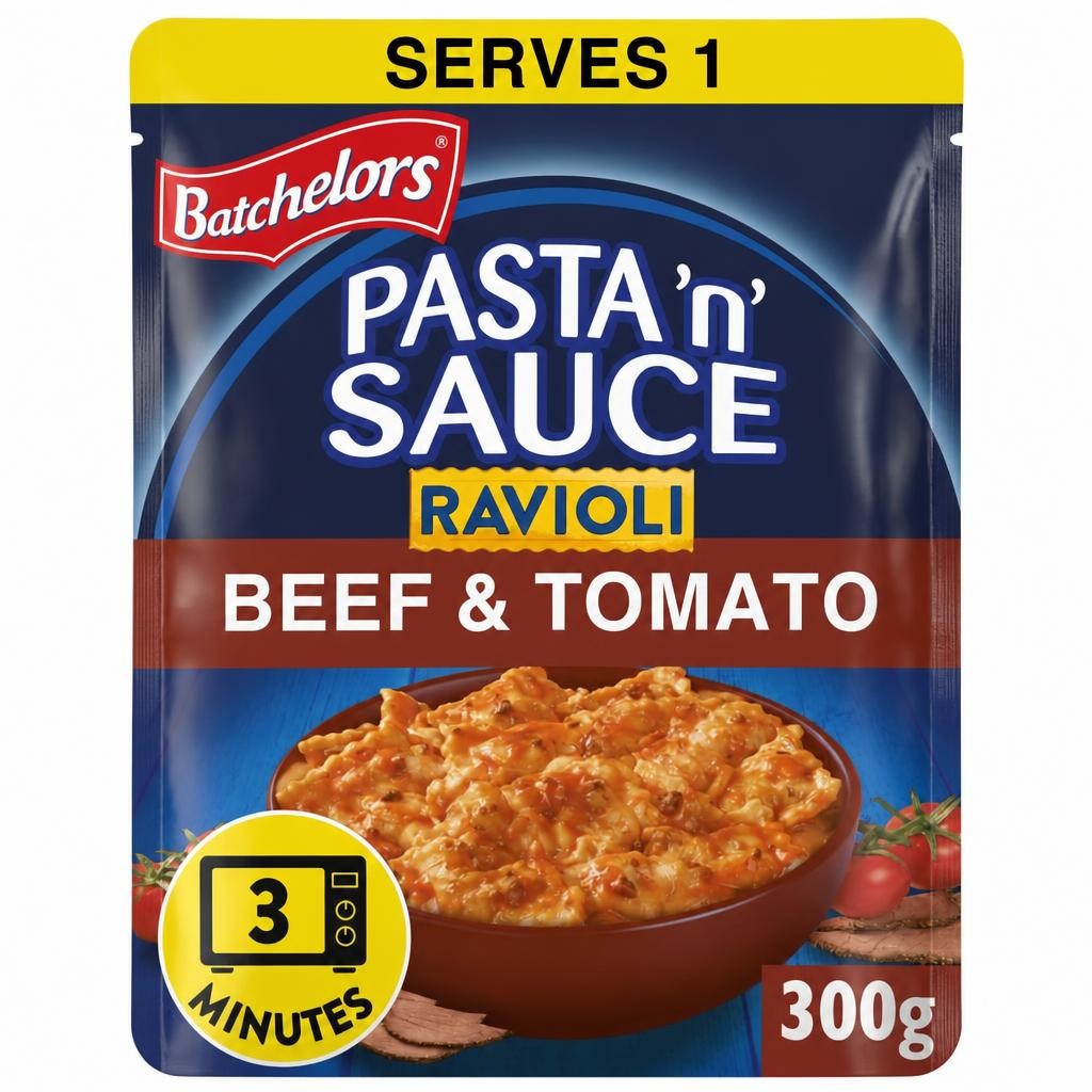 Batchelors Pasta 'n' Sauce Ravioli Microwave Ready Meal Beef and Tomato 300g