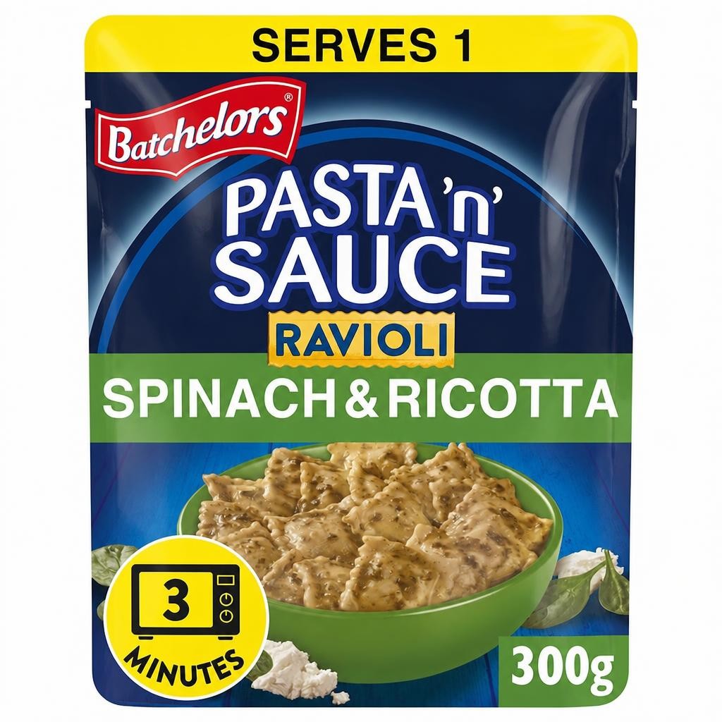 Batchelors Pasta 'n' Sauce Ravioli  Microwave Ready Meal Spinach and Ricotta 300g