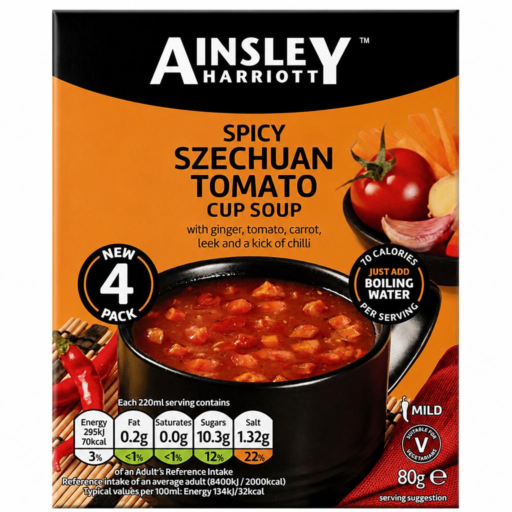 Ainsley Harriott Spicy Szechuan Tomato Cup Soup 4 Sachets 80g