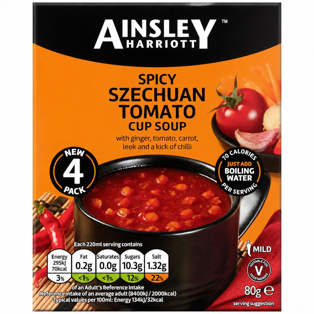 Ainsley Harriott Spicy Szechuan Tomato Cup Soup 4 Sachets 80g