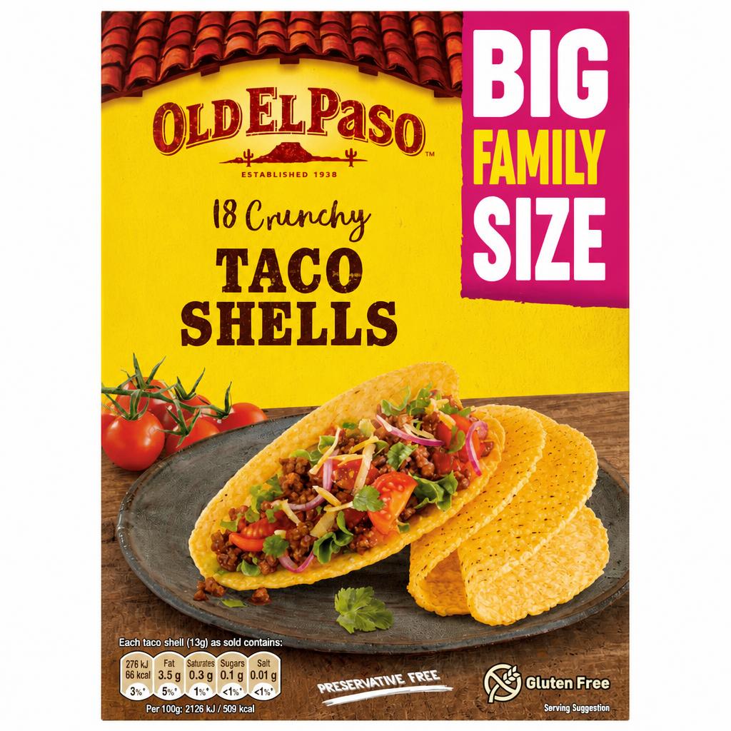Old El Paso 18 Crunchy Taco Shells Family Pack 234g