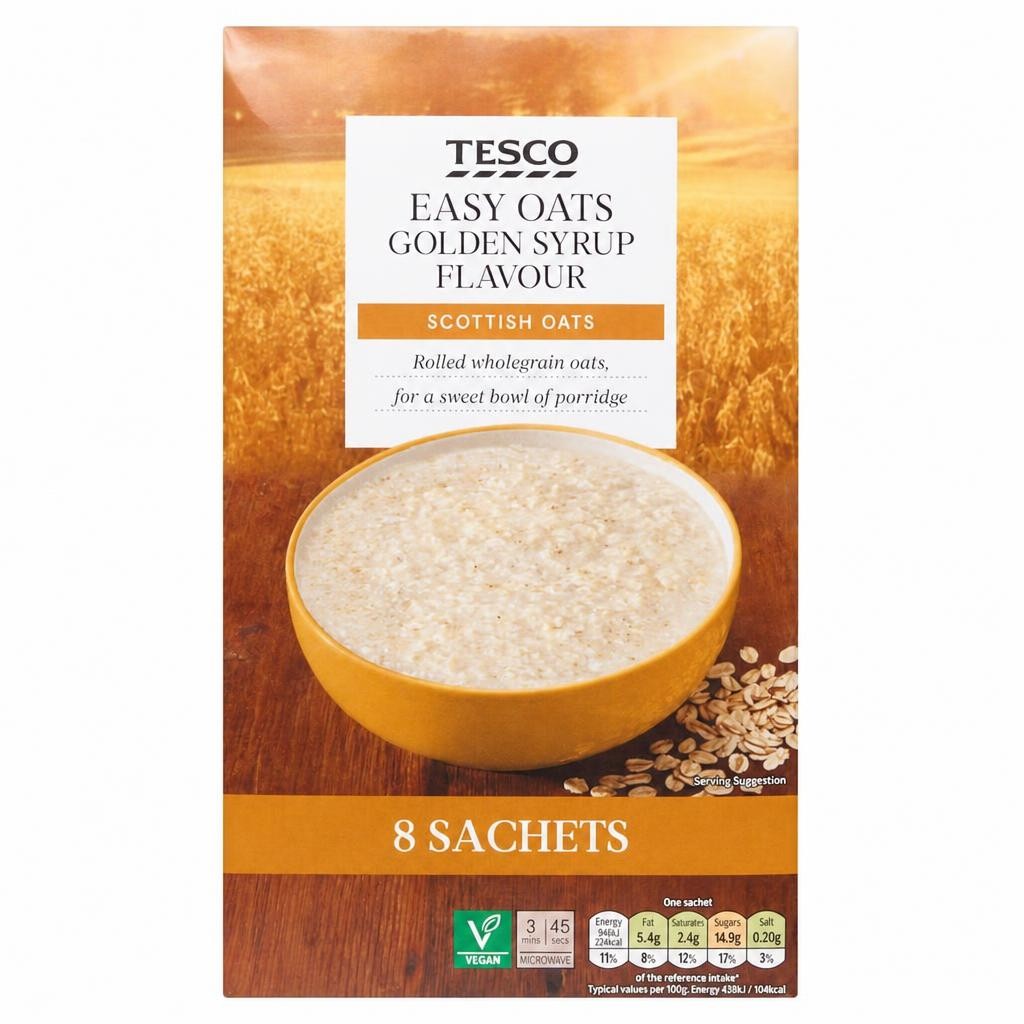 Tesco Easy Oats Golden Syrup Flavour 8X36g