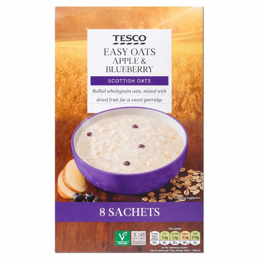 Tesco Easy Oats Apple & Blueberry 8X36g