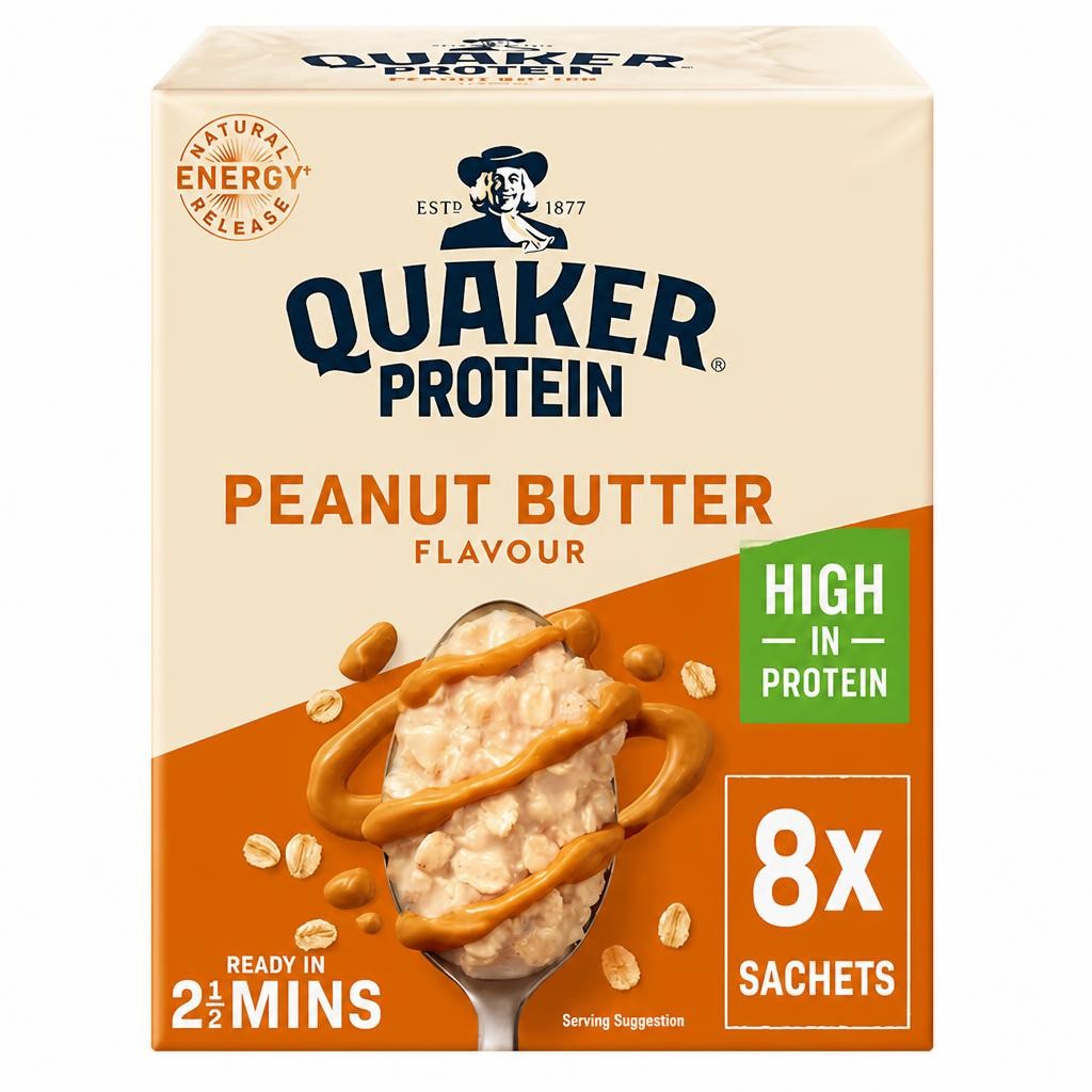 Quaker High Protein Peanut Butter Porridge Sachets Oat So Simple 8x43g