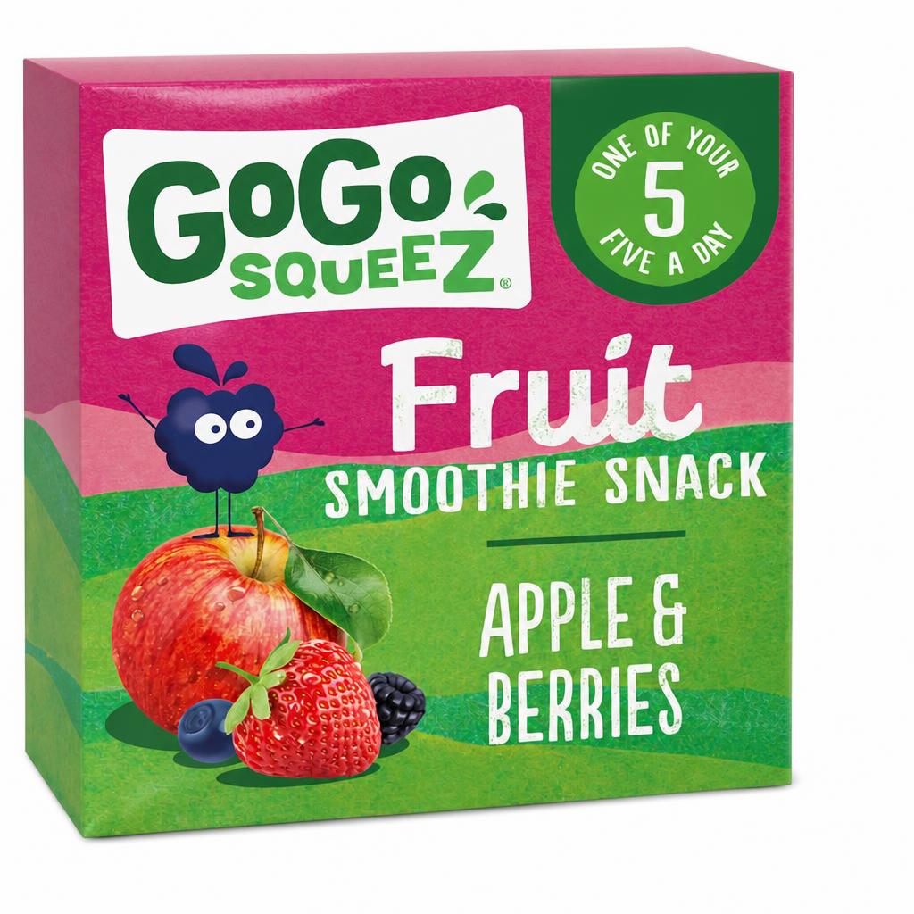 GOGO SQUEEZ Fruit Smoothie Snack Apple Berries 4 x 90g